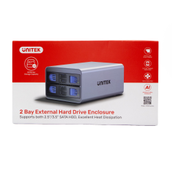 Unitek Obudowa RAID do dysku SATA 2.5''/3.5'' 4 tryby 40TB USB C 10Gb/s