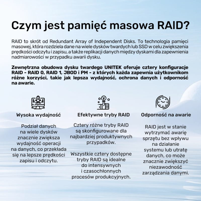 Unitek Obudowa RAID do dysku SATA 2.5''/3.5'' 4 tryby 40TB USB C 10Gb/s