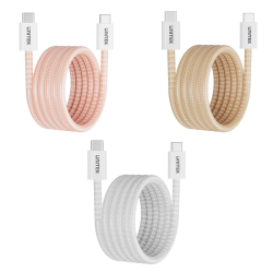 Unitek Kabel w oplocie zwijany magnetycznie USB C PD 100W różowy 1m