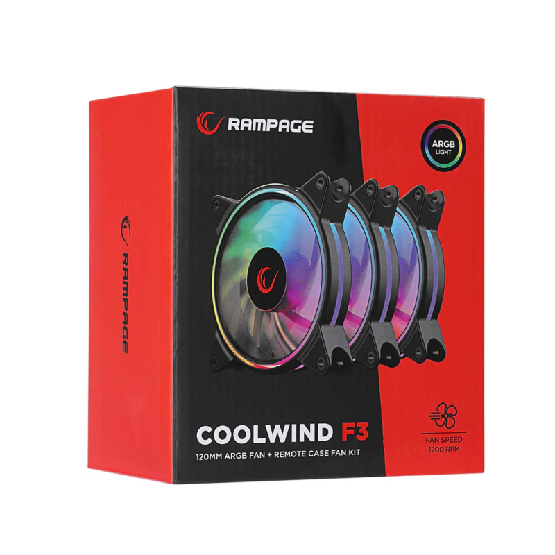 Rampage Coolwind F3 3 wentylatory 120mm ARGB + kontroler kit