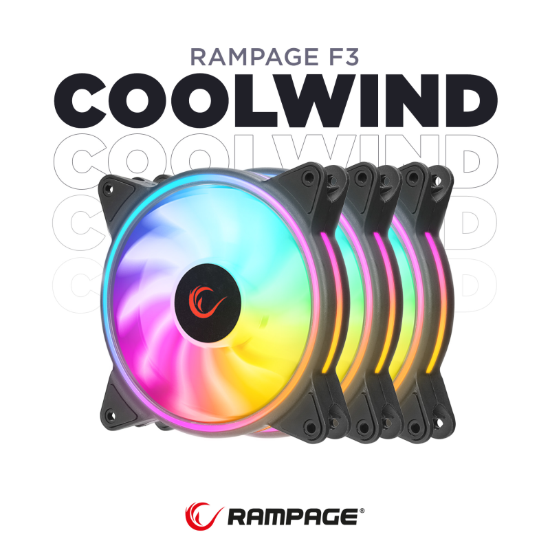 Rampage Coolwind F3 3 wentylatory 120mm ARGB + kontroler kit