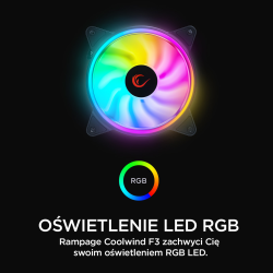 Rampage Coolwind F3 3 wentylatory 120mm ARGB + kontroler kit