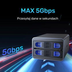 Unitek Obudowa RAID do dysku SATA 2.5''/3.5'' – 4 tryby, 40TB, 5Gb/s