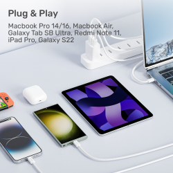 Unitek Kabel w oplocie zwijany magnetycznie USB C PD 100W biały 1m