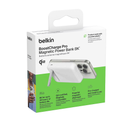 Belkin Powerbank 8000 mAh, 15 W Qi2.0, magnetyczny, z podstawką, biały