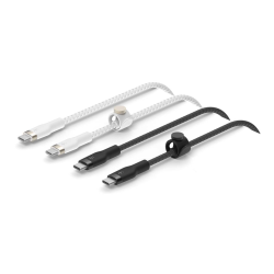 Belkin 2 Kable w oplocie USB-C na USB-C 60W, 1 m, biały i czarny