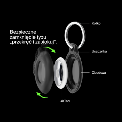 Belkin Uchwyt na AirTag z kółkiem do kluczy, wodoodporny, czarny