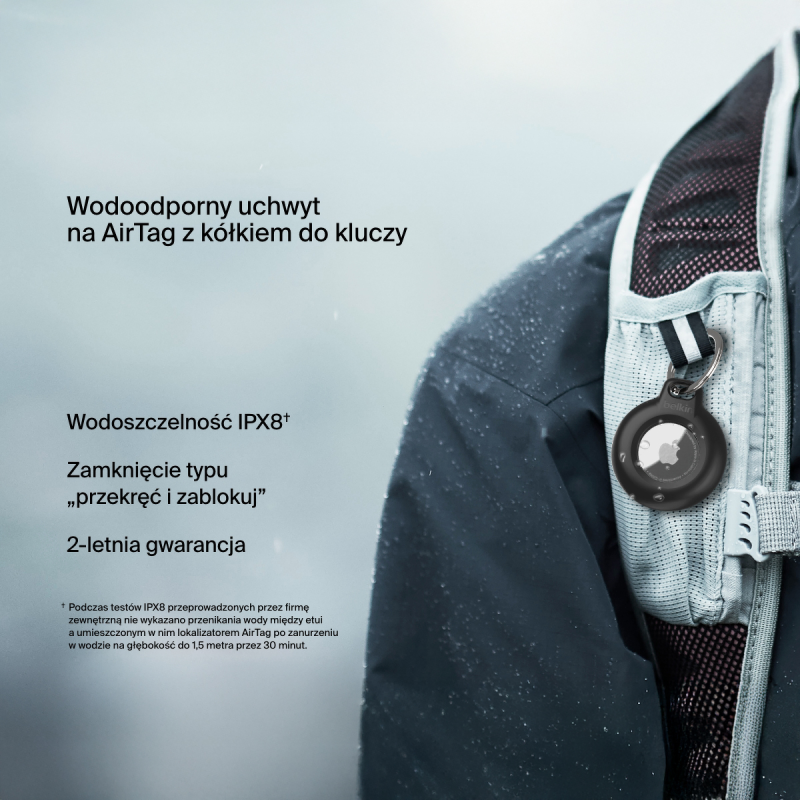 Belkin Uchwyt na AirTag z kółkiem do kluczy, wodoodporny, czarny