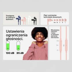 Belkin Przewodowe słuchawki douszne USB-C, różowe