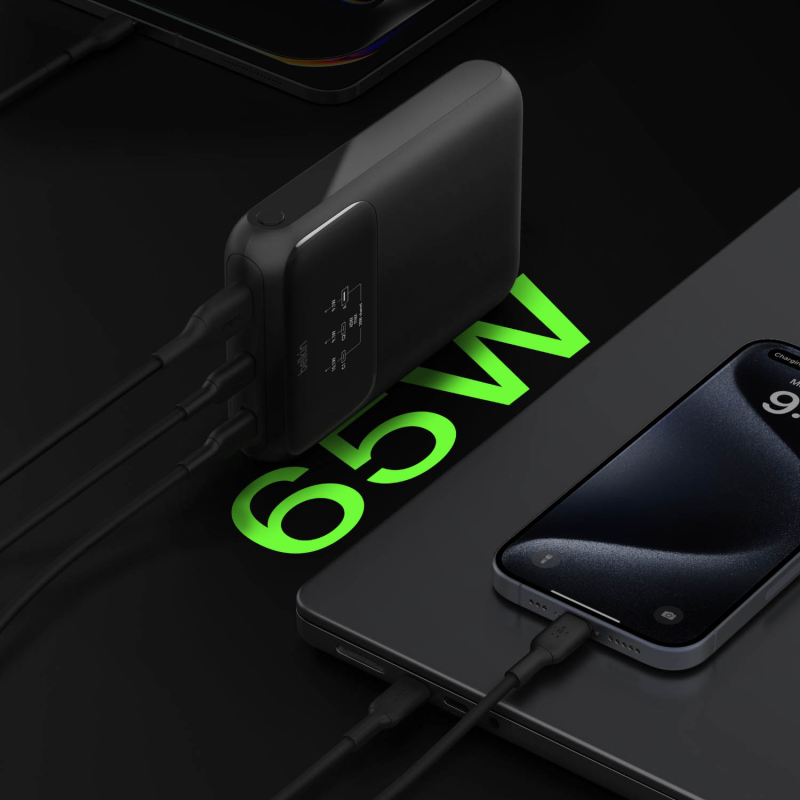 Belkin Powerbank 20 000 mAh, 2x USB-C PD 65W, USB-A 18W, z wyświetlaczem, czarny