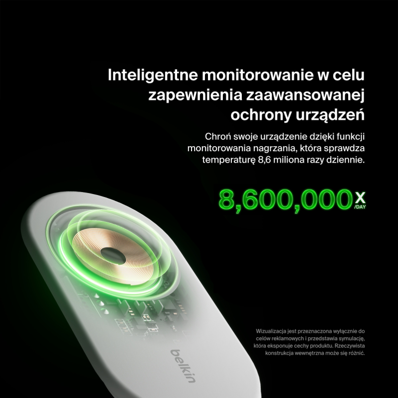 Belkin Ładowarka indukcyjna składana MagsSafe Qi2 15W biała z zasilaczem 20W