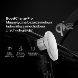 Belkin Ładowarka samochodowa, magnetyczna, Qi2.0, 15W, szara