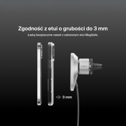Belkin Ładowarka samochodowa, magnetyczna, Qi2.0, 15W, szara