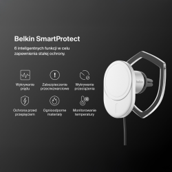 Belkin Ładowarka samochodowa, magnetyczna, Qi2.0, 15W, szara