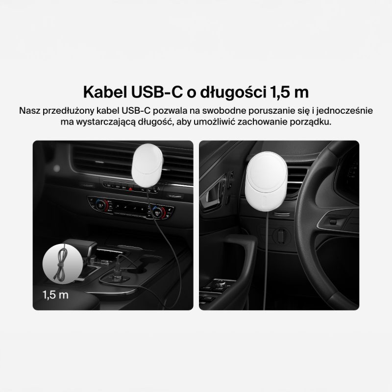 Belkin Ładowarka samochodowa, magnetyczna, Qi2.0, 15W, zasilacz 20W, szara