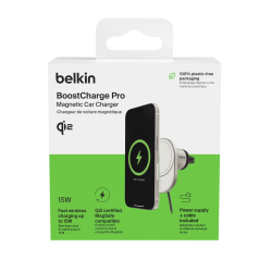 Belkin Ładowarka samochodowa, magnetyczna, Qi2.0, 15W, zasilacz 20W, szara