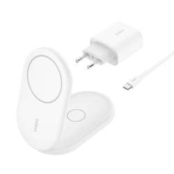 Belkin ładowarka indukcyjna składana 2w1 MagSafe Qi2 15 W biała z zasilaczem 36 W