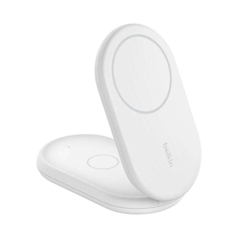 Belkin ładowarka indukcyjna składana 2w1 MagSafe Qi2 15 W biała z zasilaczem 36 W