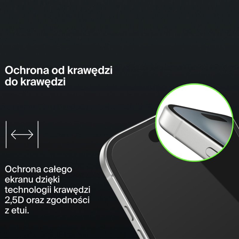 Belkin Szkło prywatyzujące na iPhone 16 / 15 / 14 Pro, InvisiGlass, z aplikatorem