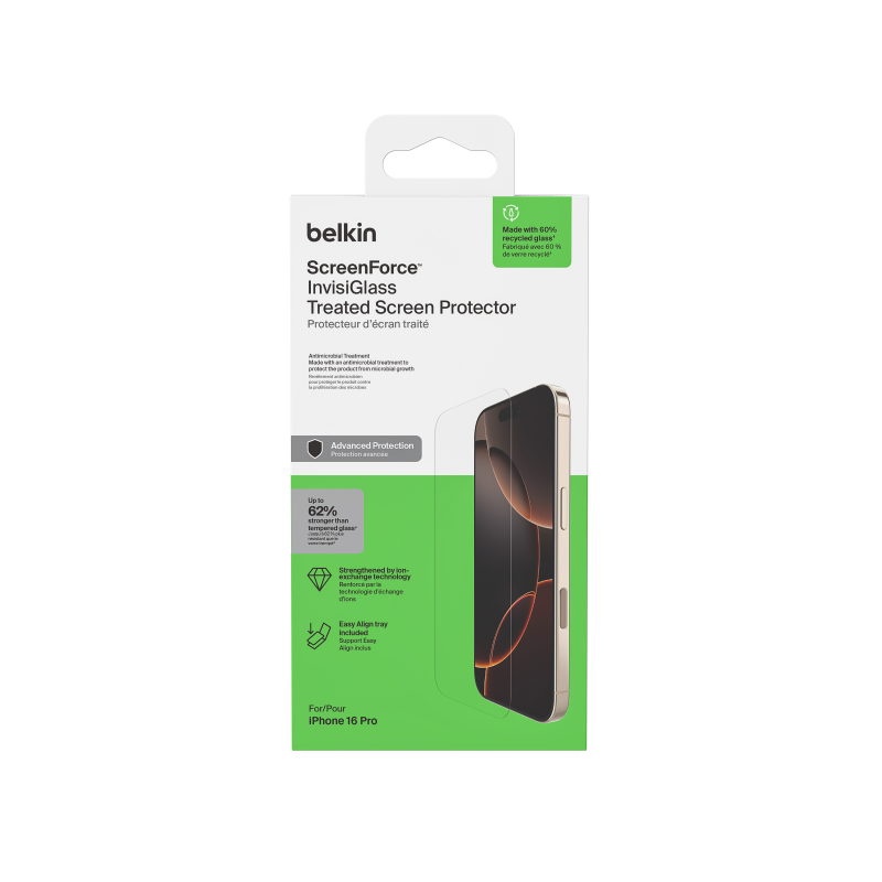 Belkin Szkło na iPhone 16 Pro / 17, InvisiGlass, z aplikatorem