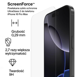 Belkin Szkło na iPhone 16 Pro Max, UltraGlass 2, z aplikatorem
