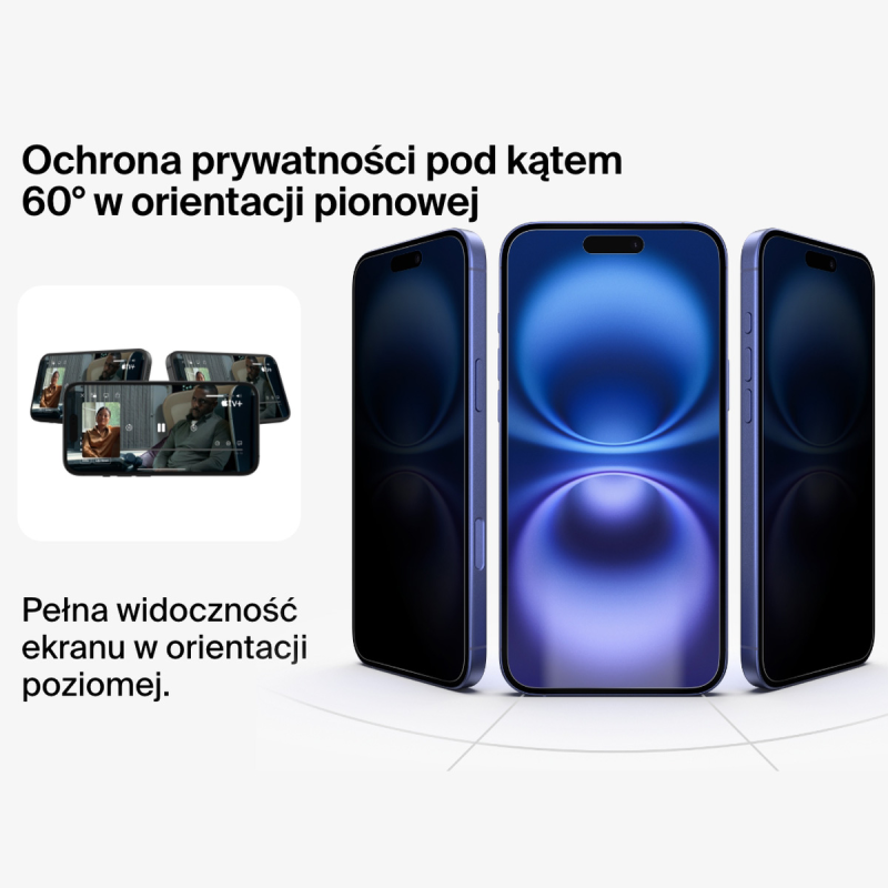 Belkin Szkło prywatyzujące na iPhone 16 Plus / 15 Plus / 14 Pro Max, InvisiGlass, z aplikatorem
