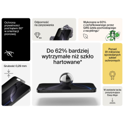 Belkin Szkło prywatyzujące na iPhone 16 Pro Max, InvisiGlass, z aplikatorem