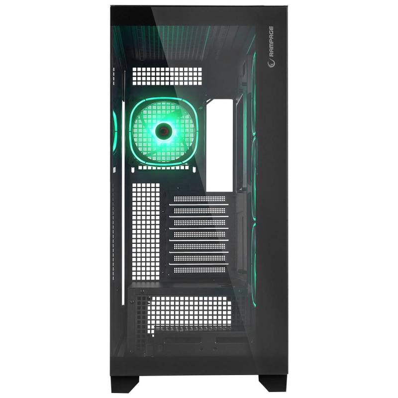 Rampage Hydra V1 Obudowa PC 4x wentylator USB C/USB A ARGB + hub, czarna
