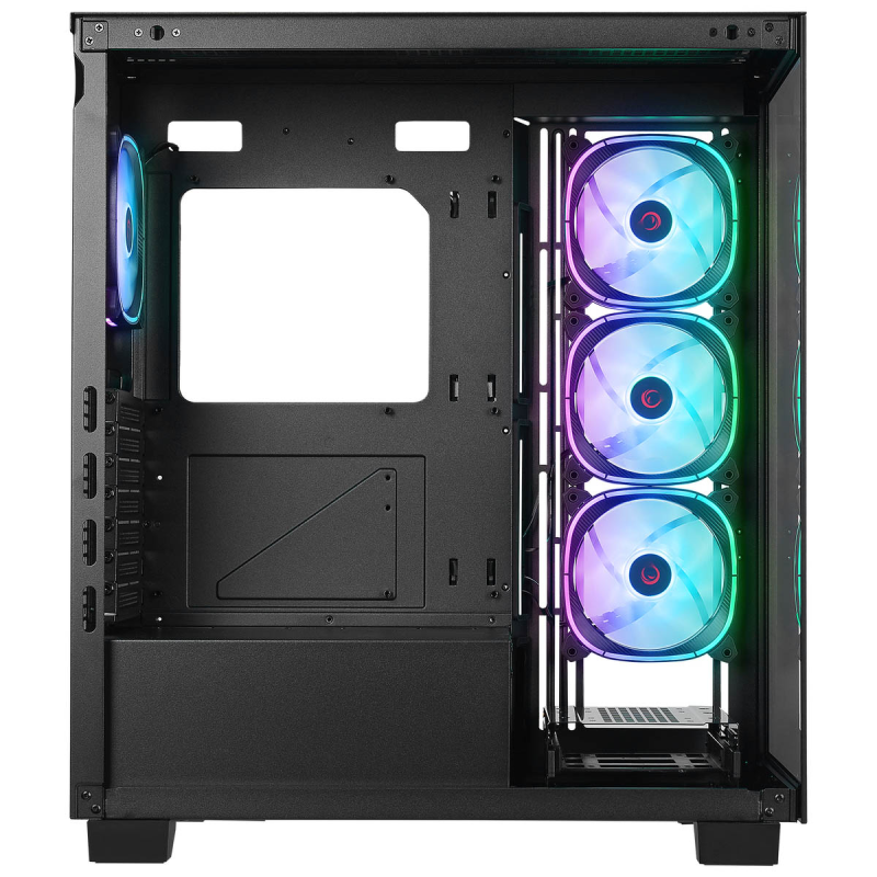 Rampage Hydra V1 Obudowa PC 4x wentylator USB C/USB A ARGB + hub, czarna