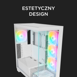 Rampage Hydra V1 Obudowa PC 4x wentylator USB C/USB A ARGB + hub, biała