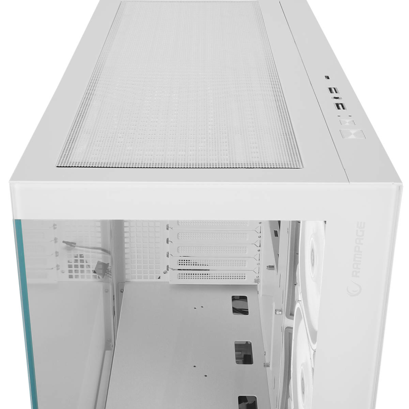 Rampage Hydra V1 Obudowa PC 4x wentylator USB C/USB A ARGB + hub, biała