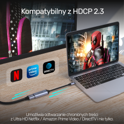 Unitek Adapter USB-C na HDMI 2.1 (8K 60Hz) szary 15cm