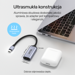 Unitek Adapter USB-C na HDMI 2.1 (8K 60Hz) szary 15cm