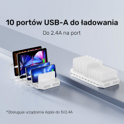 Unitek Stacja ładująca 10xUSB 2.4A 60W biała