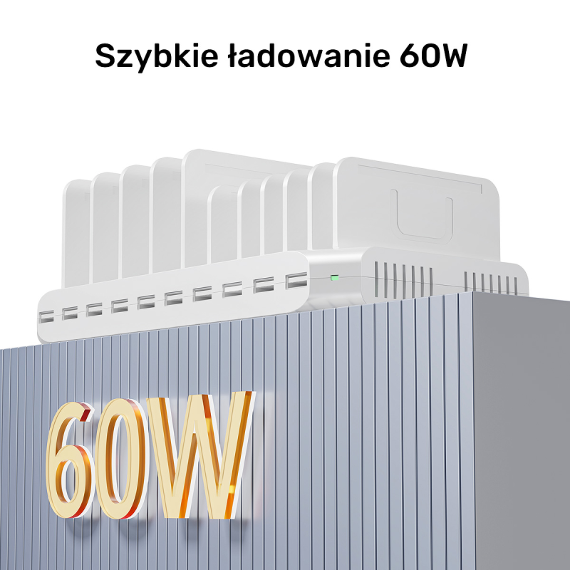 Unitek Stacja ładująca 10xUSB 2.4A 60W biała