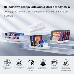 Unitek Stacja ładująca 10xUSB 2.4A 60W biała