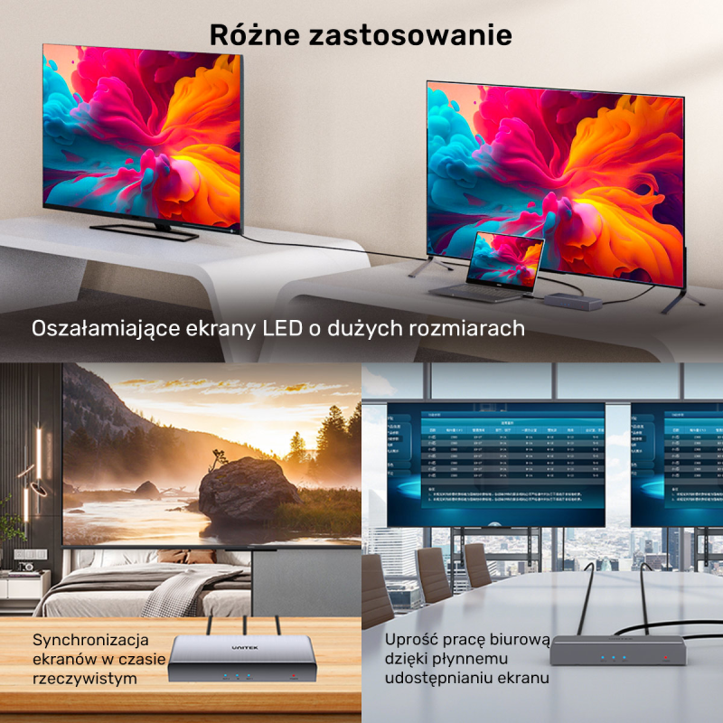Unitek Rozgałęźnik sygnału HDMI 1 IN-2 OUT 4K