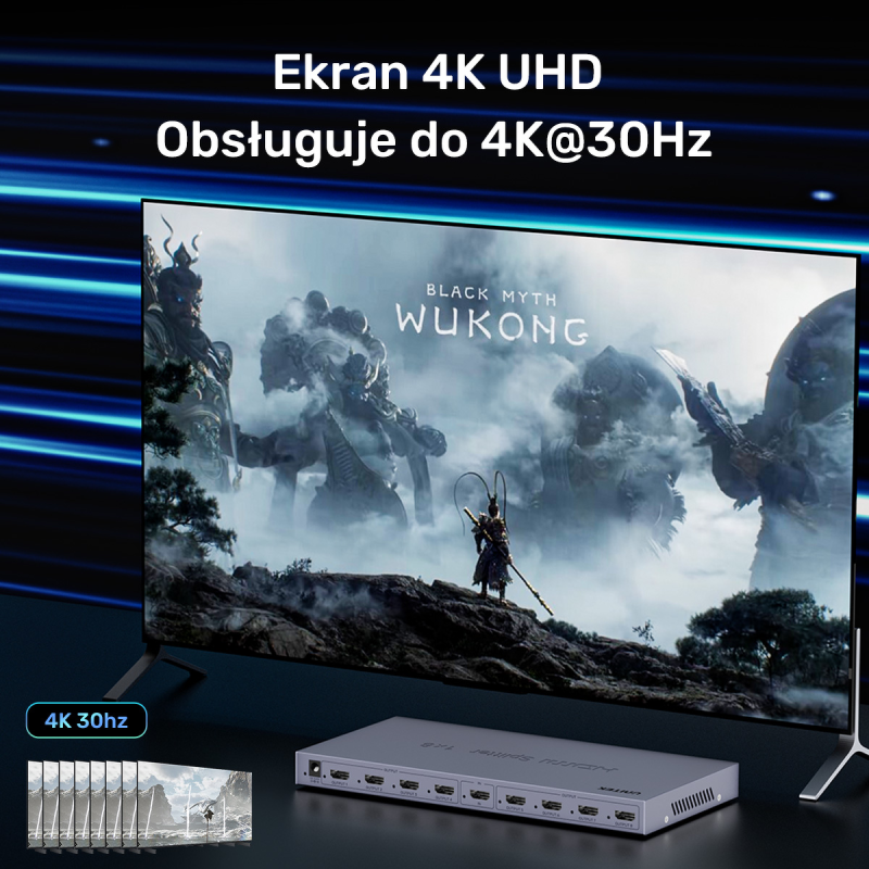 Unitek Rozgałęźnik sygnału HDMI 1 IN-8 OUT 4K
