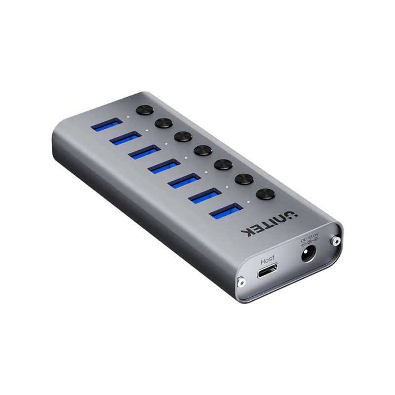 Unitek Hub USB A 3.0 7w1, 5Gbps z przełącznikami portów