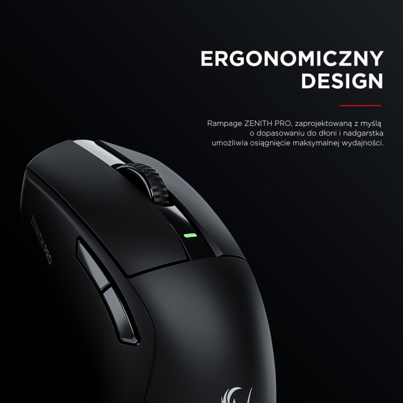 Rampage Zenith Pro Black mysz bezprzewodowa 26000 DPI czarna + odbiornik 4 Khz PAW3395 BT 5.2