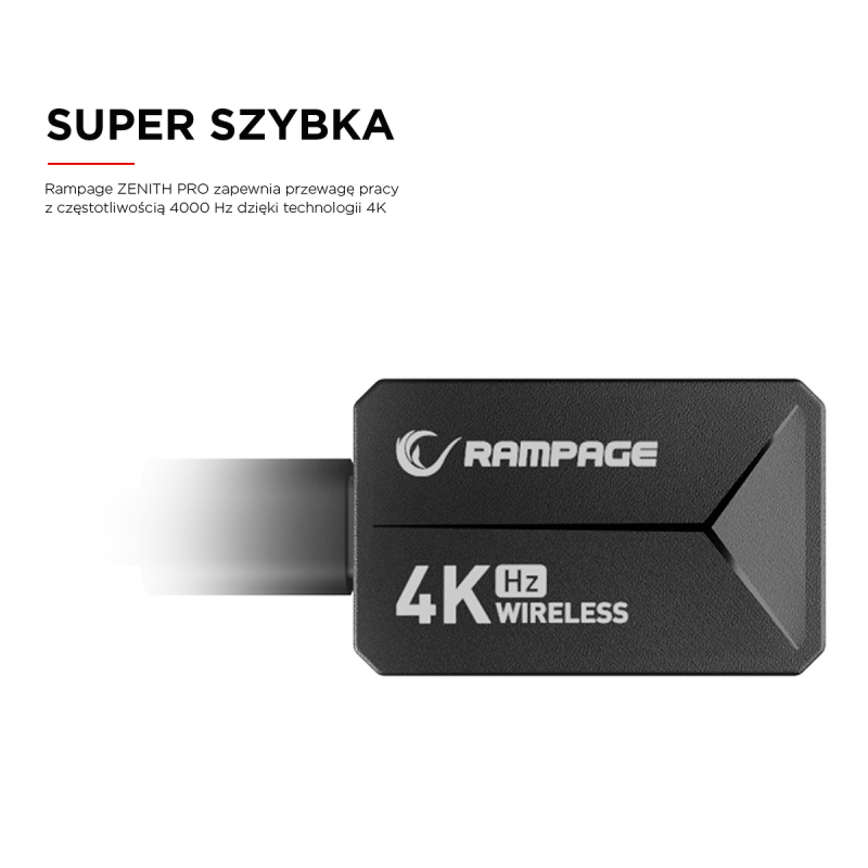 Rampage Zenith Pro Black mysz bezprzewodowa 26000 DPI czarna + odbiornik 4 Khz PAW3395 BT 5.2