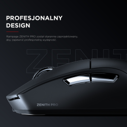 Rampage Zenith Pro Black mysz bezprzewodowa 26000 DPI czarna + odbiornik 4 Khz PAW3395 BT 5.2