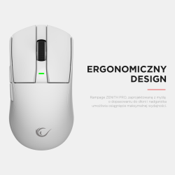 Rampage Zenith Pro mysz bezprzewodowa 26000 DPI biała + odbiornik 4 KHz PAW3395 BT 5.2