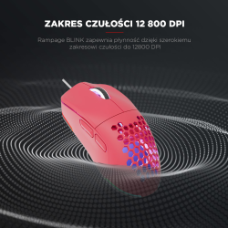 Rampage BLINK myszka gamingowa przewodowa USB, 12800 DPI, RGB, sensor optyczny, różowa