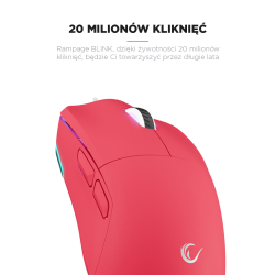Rampage BLINK myszka gamingowa przewodowa USB, 12800 DPI, RGB, sensor optyczny, różowa