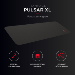 Rampage Pulsar XL podkładka na biurko gamingowa 30x80cm, pod klawiaturę i mysz, czarna