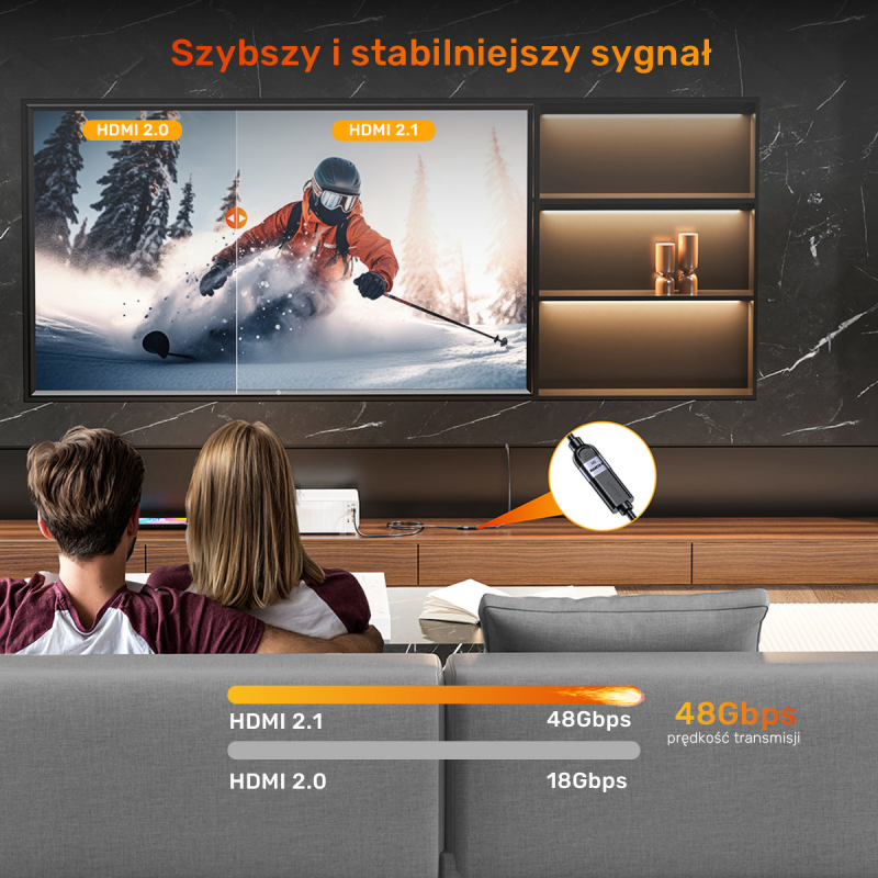 Unitek przedłużacz HDMI (M) - HDMI (F) 2.1, 8K 1m