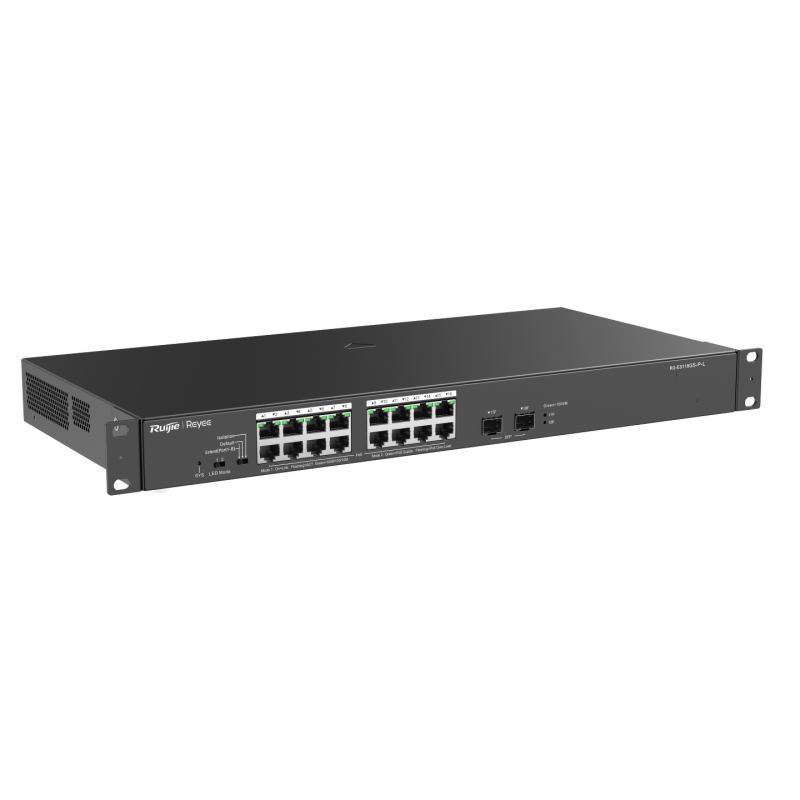 Ruijie Reyee RG-ES118GS-P-L | Switch, 18 portów, 16xGE, 16xPoE/Poe+, 247W, 2xSFP, Rack, Cloud Monitoring