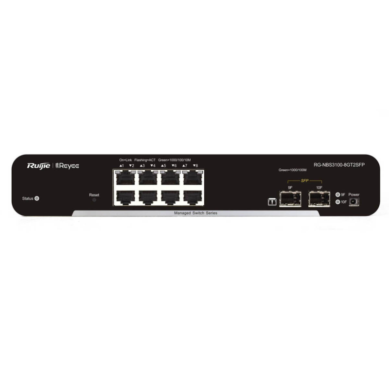 Ruijie Reyee RG-NBS3100-8GT2SFP | Switch Zarządzalny, 10 portów, 8xGE, 2xSFP, Desktop, L2, Cloud