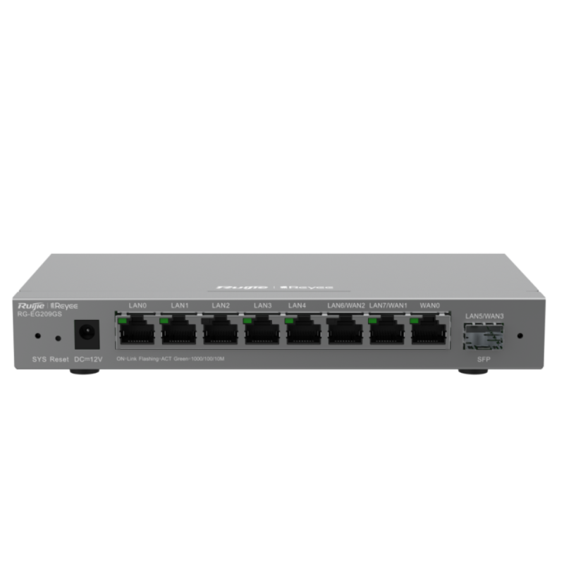 Ruijie Reyee RG-EG209GS | Kontroler, Router, 9 portów, 8xGE, 1xSFP, 1xWAN, 7xLAN, 2xLAN/WAN, VPN, Cloud